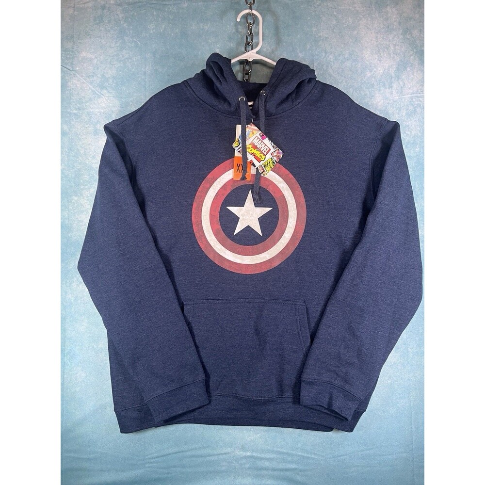 Official Marvel Captain America Distressed Shield Logo Hoodie New With Tags XXL
